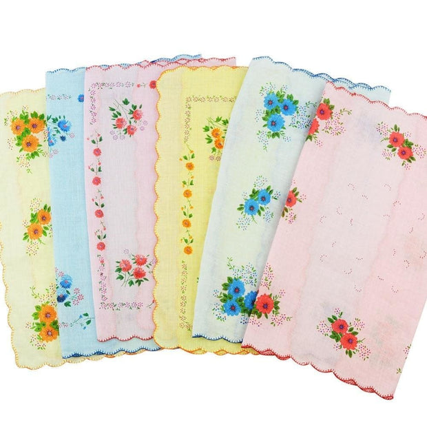 Set of 12 - 100% Cotton Flower Print Handkerchiefs - $14 PROMO FREE SHIPPING TODAY