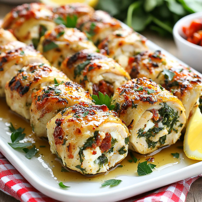Spinach and Feta Chicken Rolls