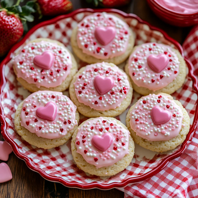 Strawberry Shortcake Valentine Cookies