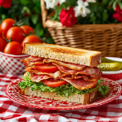 Toasted Bacon Lettuce and Tomato Sandwich