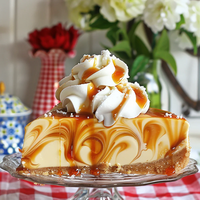 Decadent No-Bake Salted Caramel Cheesecake with Homemade Caramel Swirls