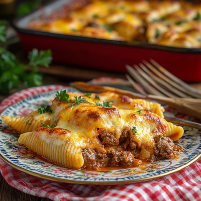 Beef-Stuffed Pasta Shells with Creamy Ricotta Filling