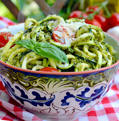 Vegan Zucchini Noodles with Pesto Sauce