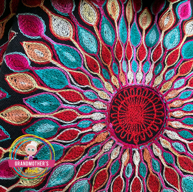 Embroidered Sunflower Pashmina - Medium Weight