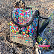 Embroidered Petite Backpack Purse