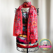 Embroidered Flower Scarves - Light Weight